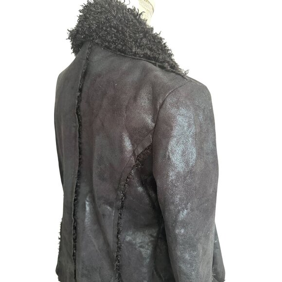 CARAPACE Faux Fur Trimmed Swing Jacket Coat Size Small - Picture 3 of 6